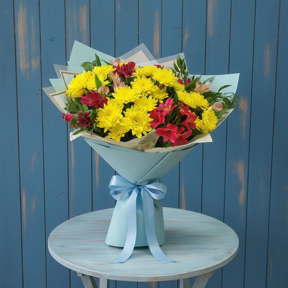 Букет цветов из: Альстромерии и Хризантемы в Белосельском