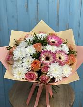 Букет цветов из:  Розы, Герберы и Хризантемы #REPLACE_PRED# Белосельском