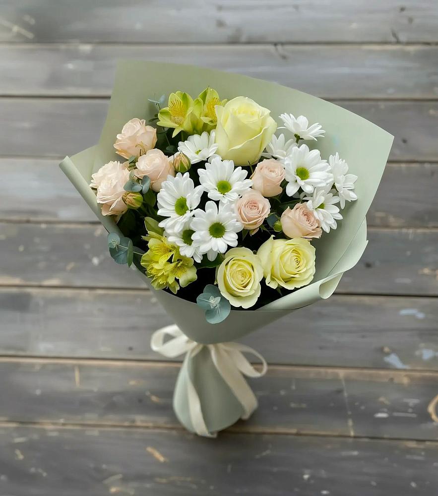 Букет цветов из: Альстромерии, Розы и Хризантемы в Белосельском