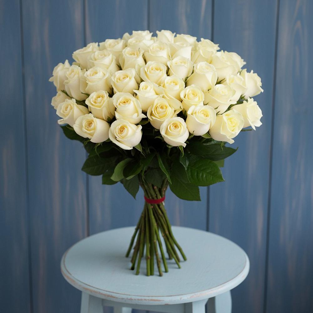 Букет 51 Белая роза Эдлесс Лав в Белосельском