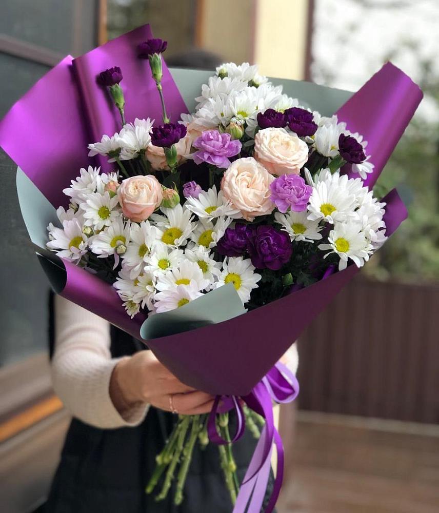 Букет цветов из: Хризантемы, Гвоздики и Розы в Белосельском