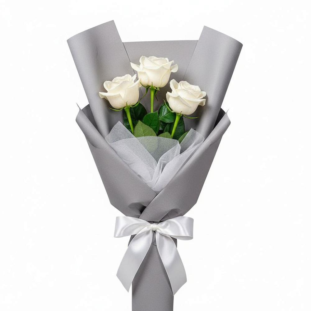 Букет 3 белые розы в Белосельском