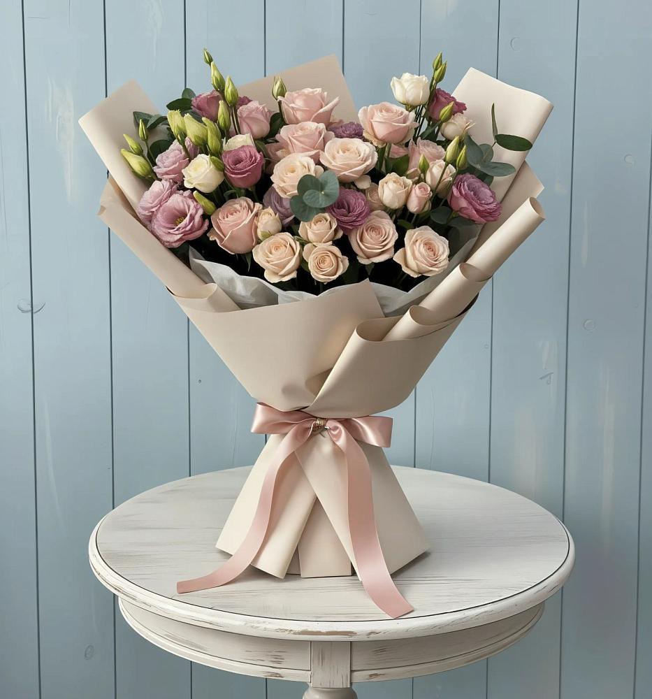 Букет цветов из: Розы и Лизиантусы в Белосельском