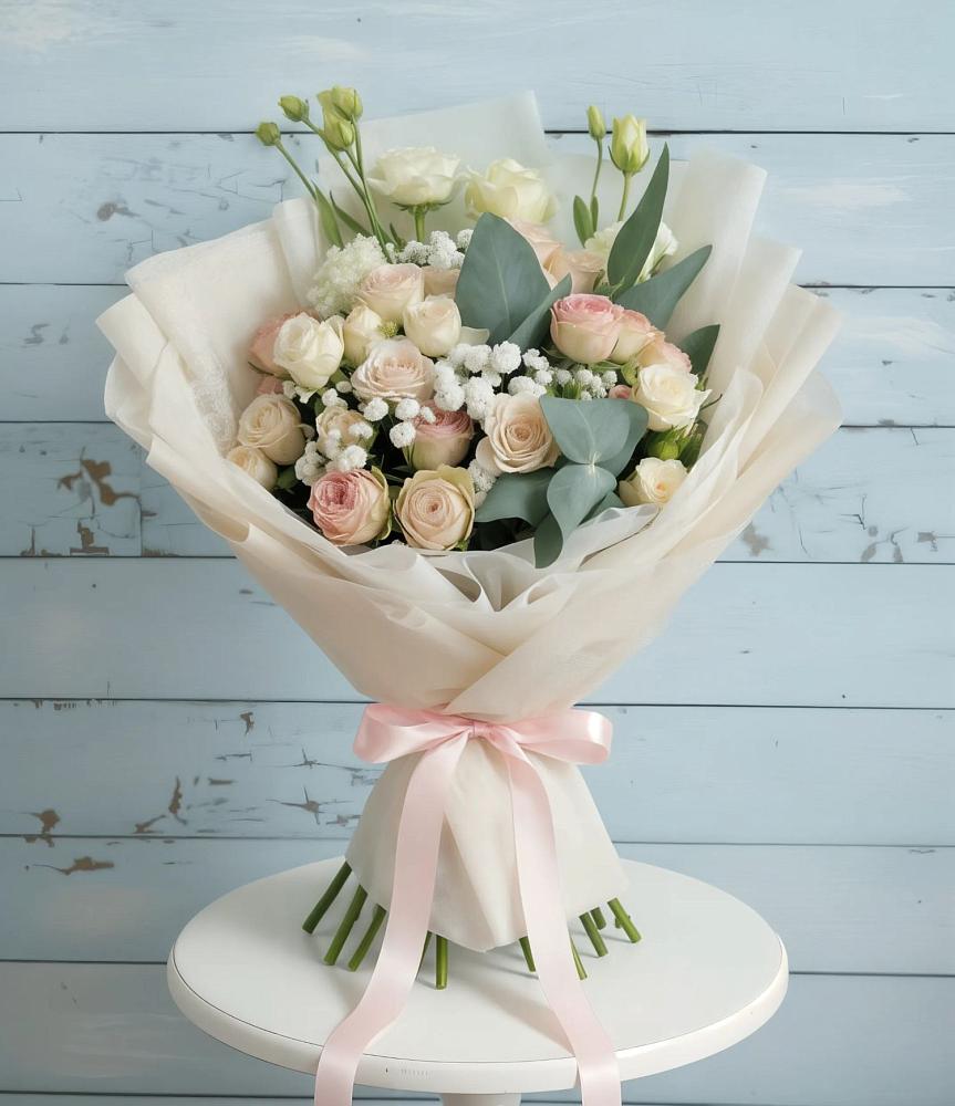 Букет цветов из: Розы и Лизиантусы в Белосельском