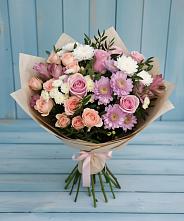 Букет цветов из:  Хризантемы, Розы и Альстромерии в Белосельском