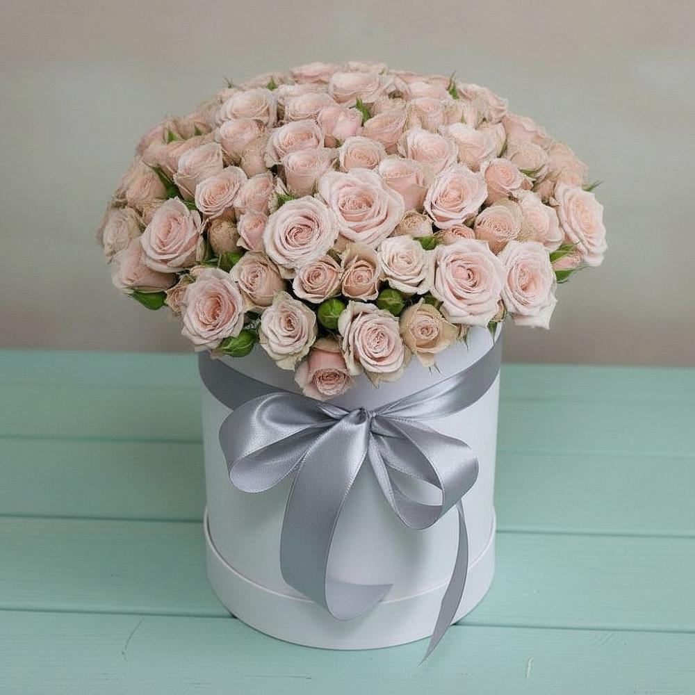 Цветочная композиция из Розы в шляпной коробке в Белосельском